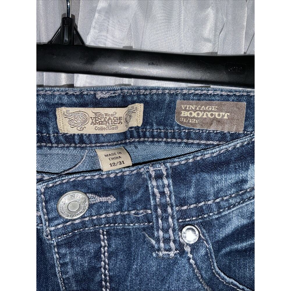 Women’s Y2K Style Flattering Bootcut Jeans With Rhinestone Pockets Size 12 - Picture 5 of 11
